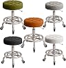 Rolling stools with wheels -360° Swivel Stool Work round,White,Gaming Chairs -SGS-Certified Gas Lift Chair,Square grid shape(Black)