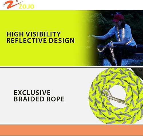 Miniatura 8 de zojo Correa reflectante para perro, ligera y resistente, correa de entrenamiento para perros pequeños, medianos y grandes (1 unidad - naranja neón,