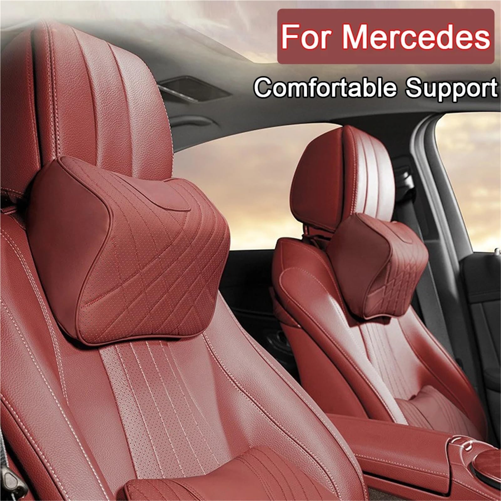 Headrest For Car Seat Reposacabezas de asiento algodón viscoelástico, compatible con Mercedes Benz Clase ABCES W204 W205 W212 W213 W176 GL CLA(B)