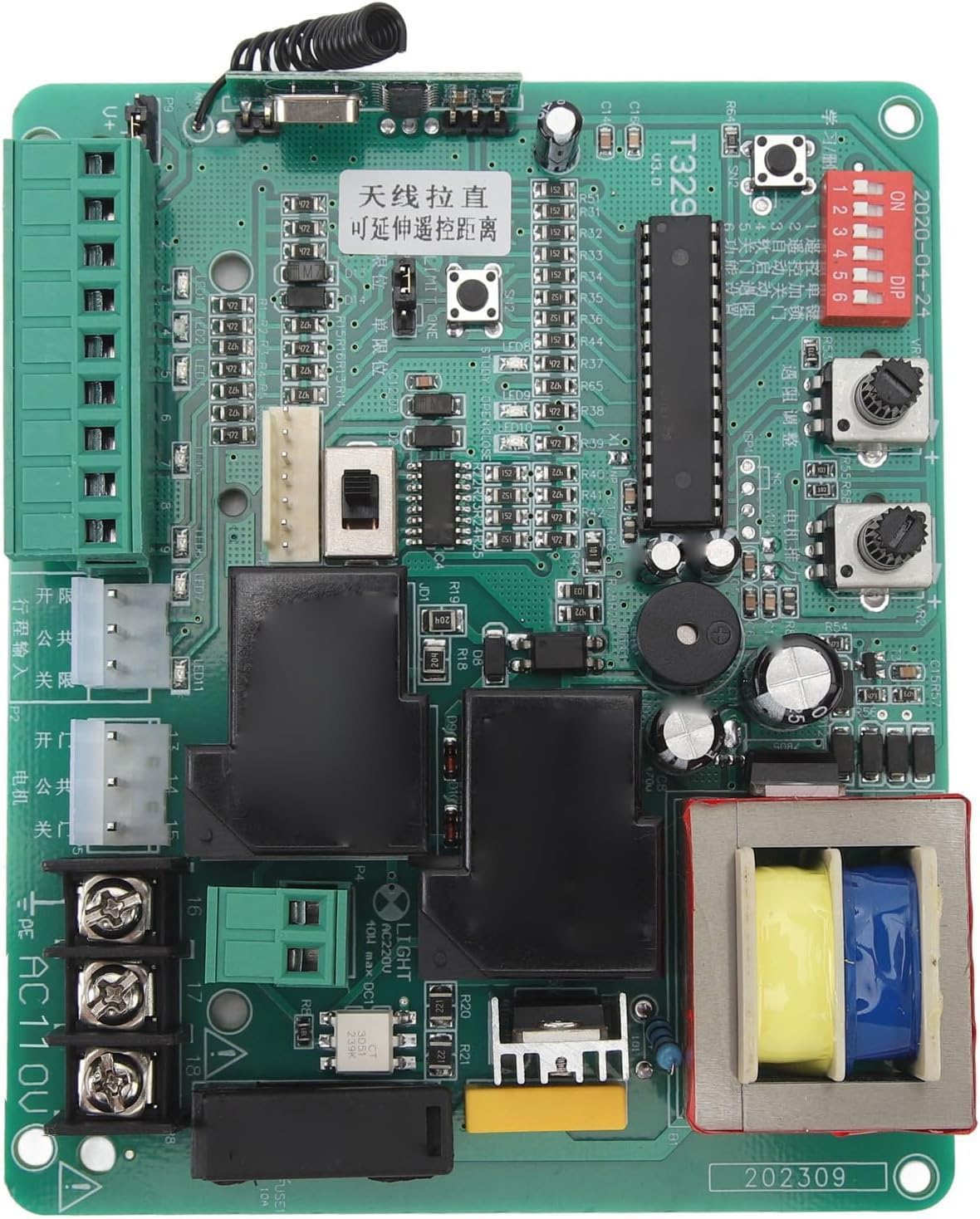 Universal Circuit Control Board for Sliding Gate Opener, Advanced Performance, Motor Adjustment Knob, Strong Sensitivity, Motor Force Adjustment (110V)