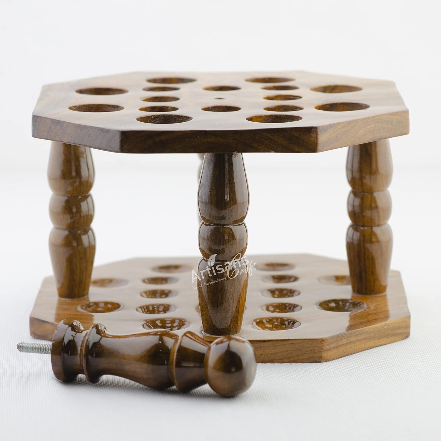 ARTISANS CRAFT BEYOND MANUFACTURING Handmade Wooden Crochet Hooks Holder for Knitting & Crocheting - Crochet Hook Organizer - Crochet Storage (Hexagon)