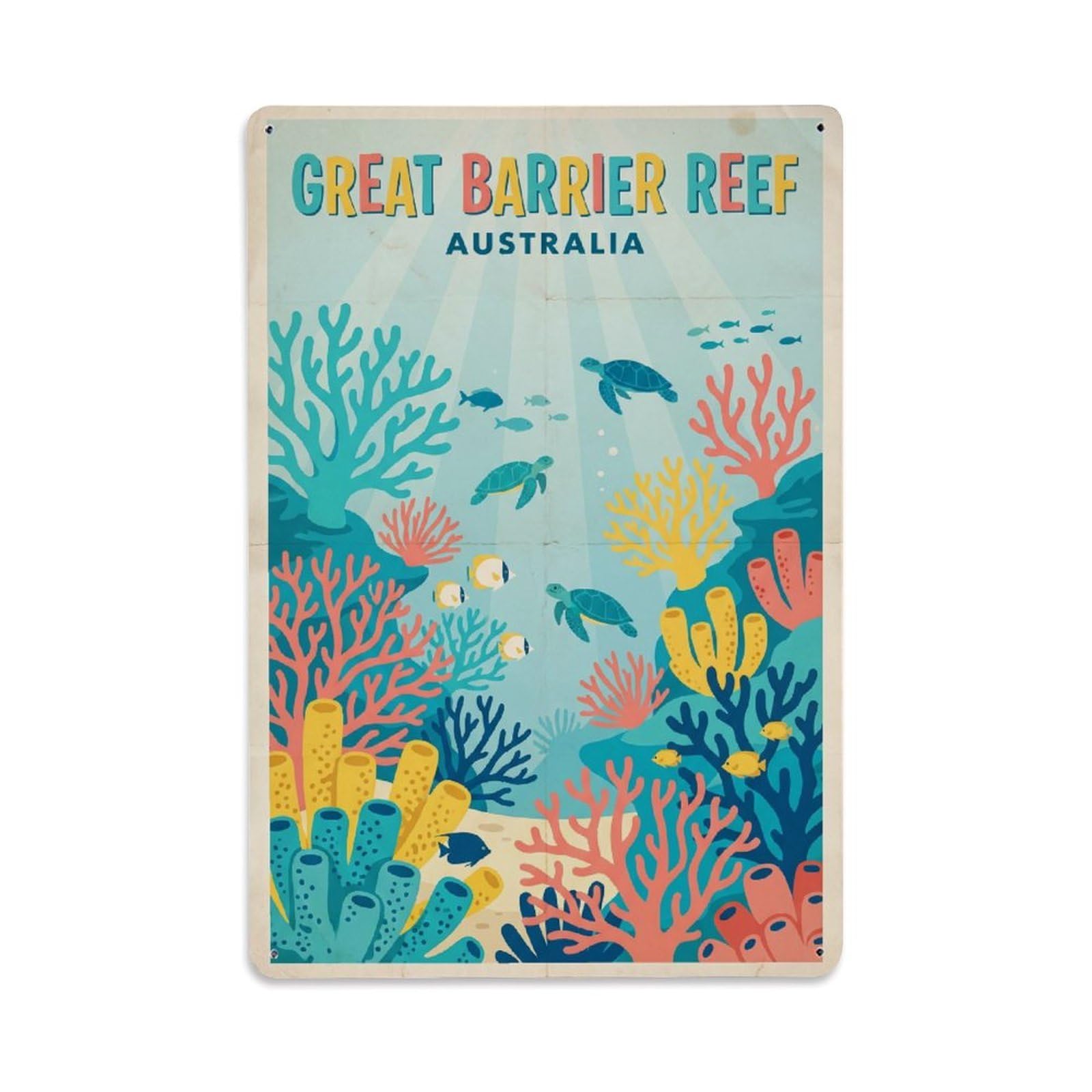 Metal Tin Sign Retro Australia Great Barrier Reef Travel