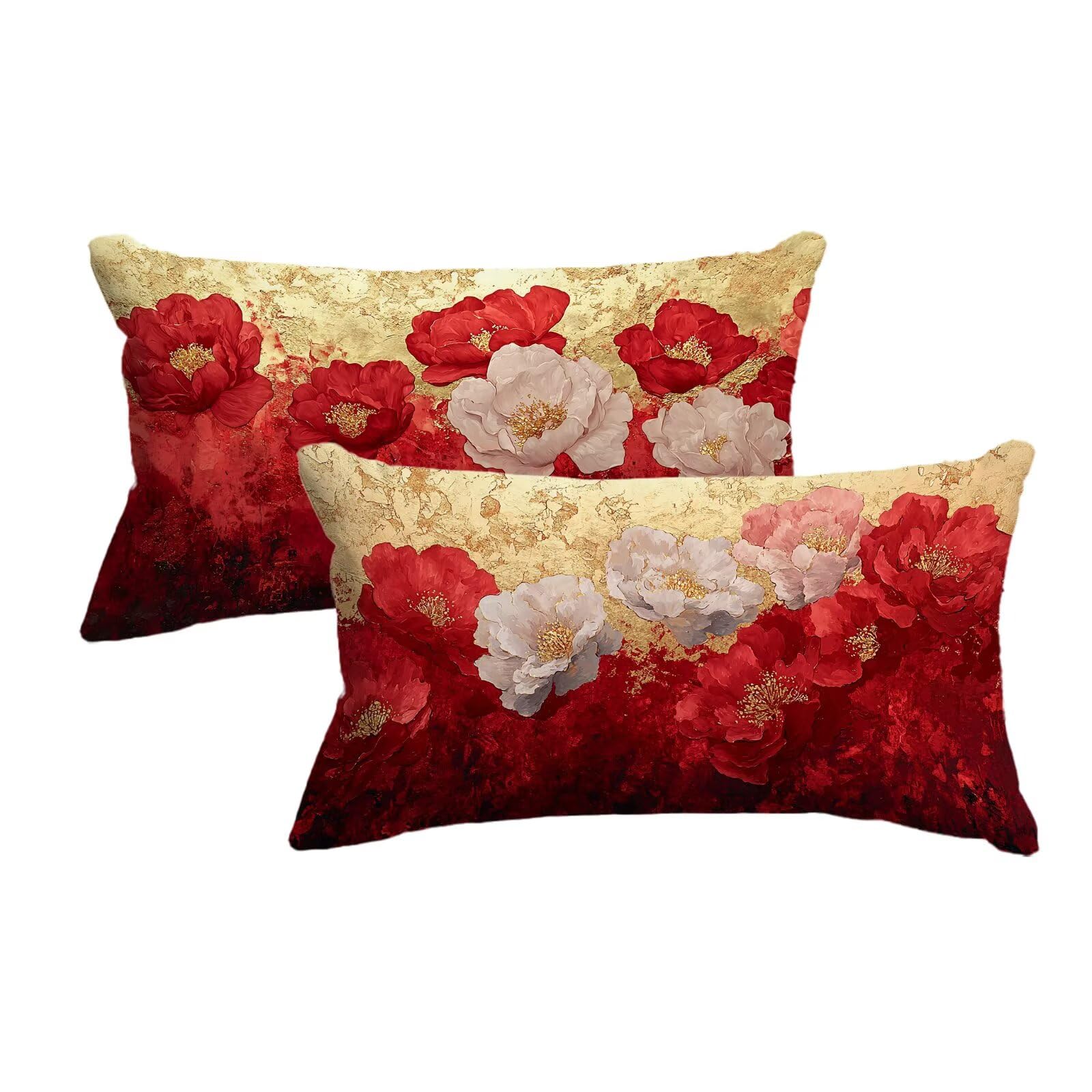 Housse de coussin fleur rouge pour embellir le canapé du salon