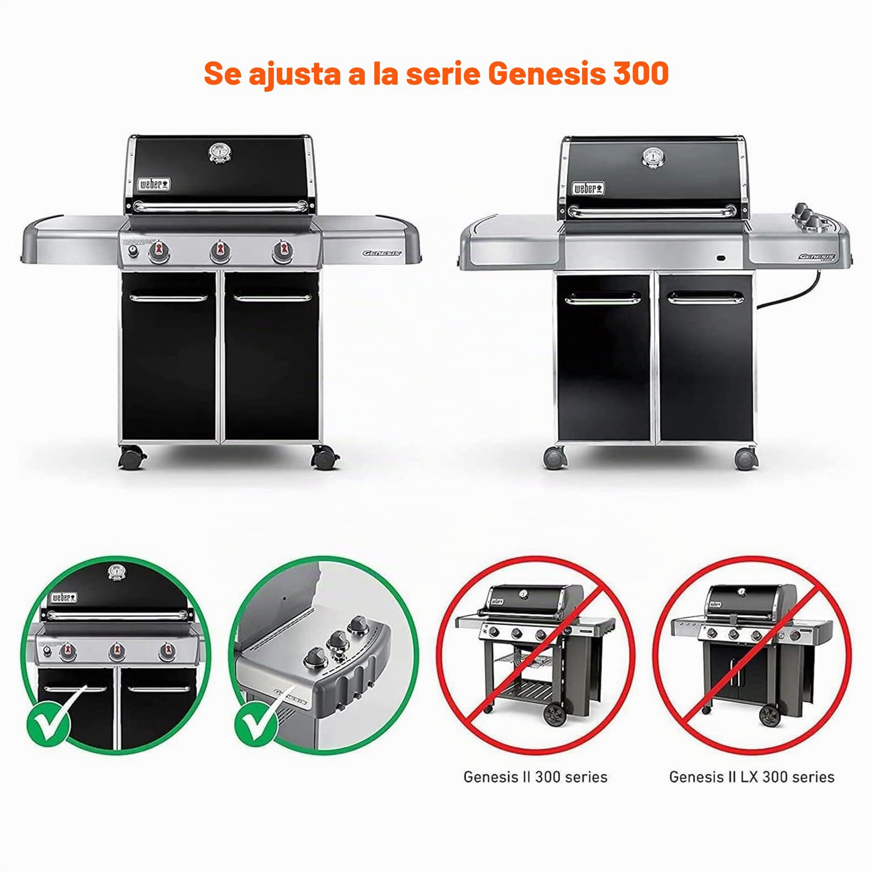onlyfire Parrilla de Hierro Fundido para Barbacoas de Gas Weber Genesis Serie 300, Rejilla Grill para Genesis E/S-310/320/330, EP-310/320/330 (2007-2016), Recambio para Weber 7528, 2 Piezas