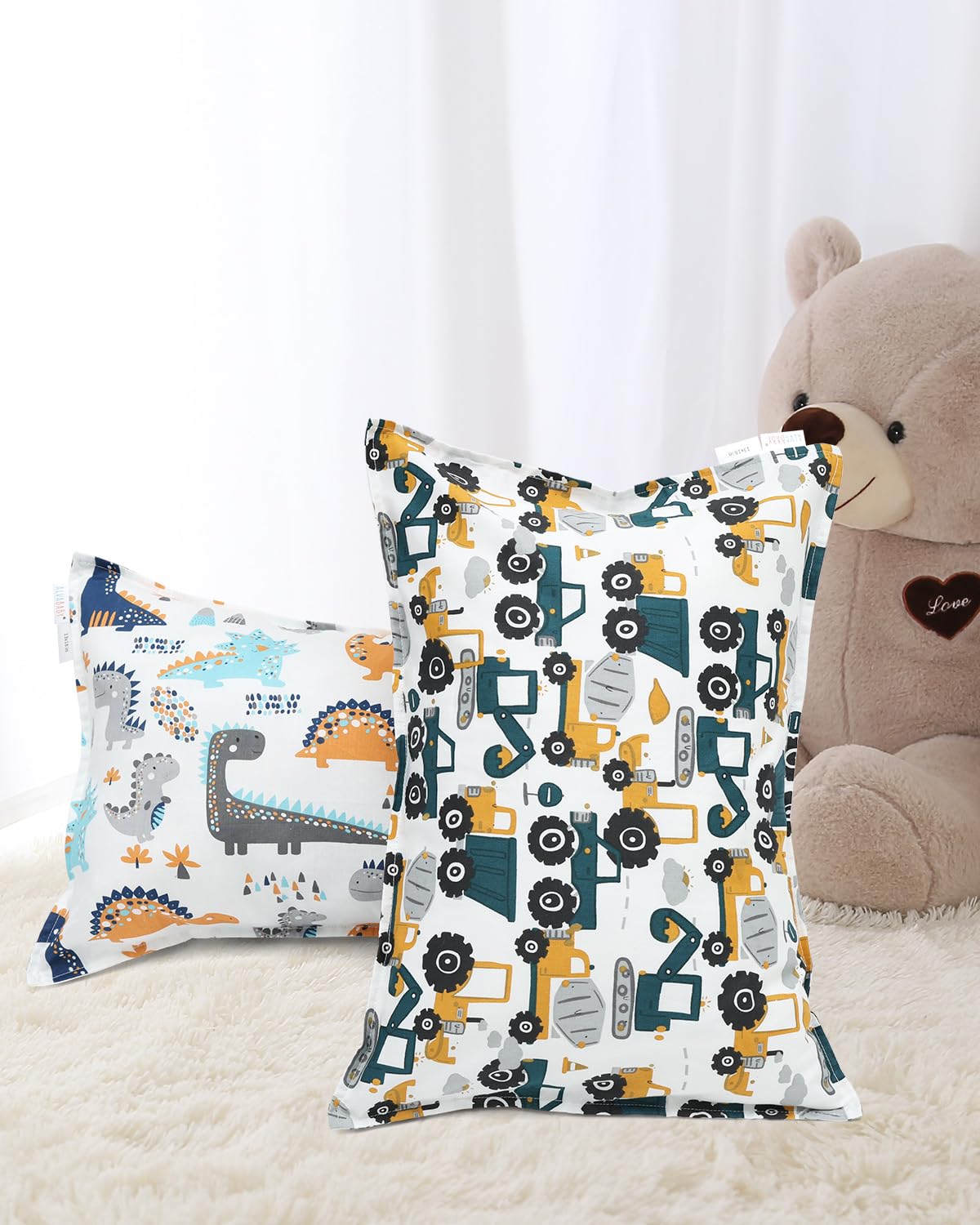 ALVABABY Toddler Pillowcases 2 Pack Organic Cotton Kids Pillow Cover Fit 13"x 18" or 12"x16" Envelope for Girl Boy Sleepy Travel