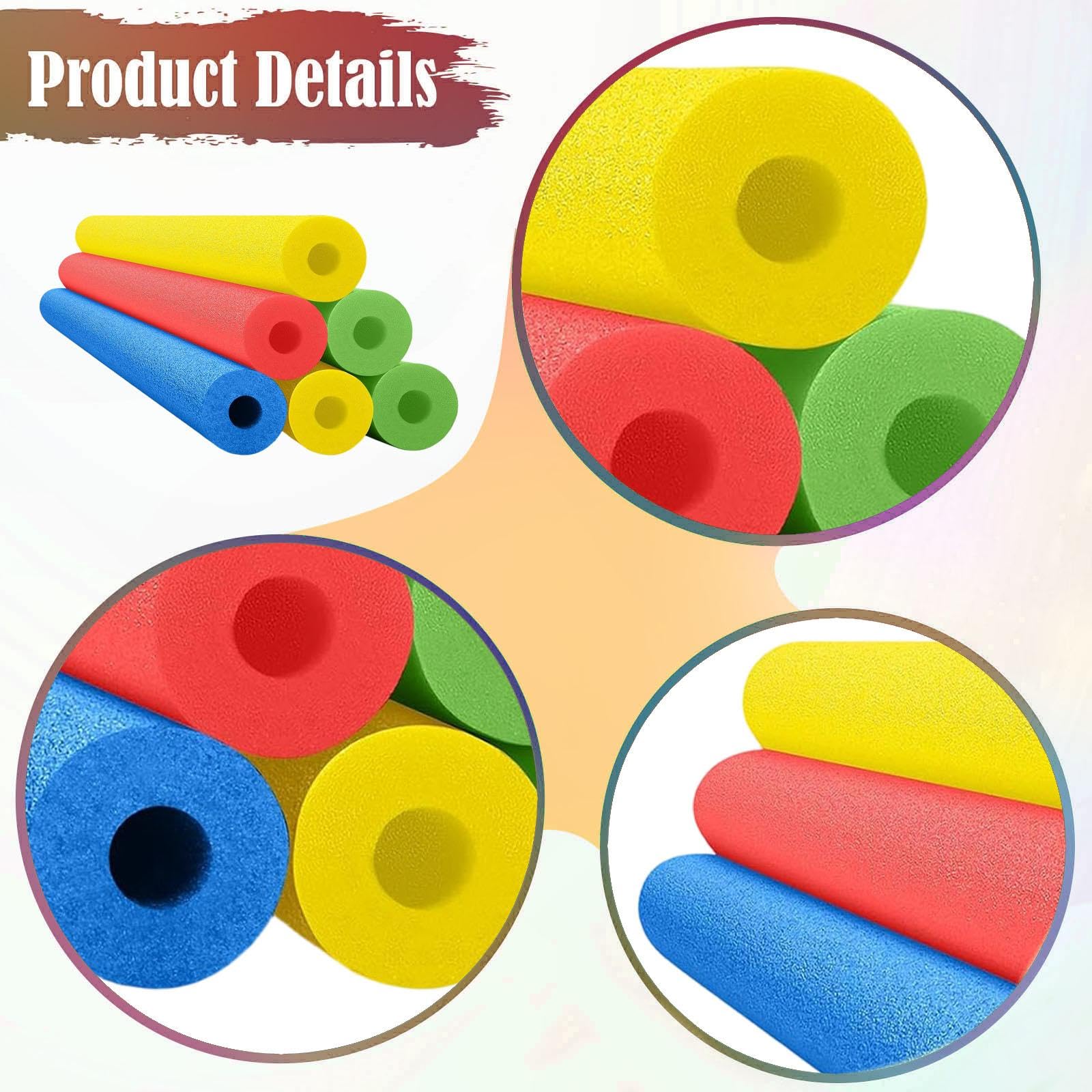 Set di 6 Tubi Galleggianti per Piscina, Ideali per Imparare a Nuotare, Realizzati in Morbida E Confortevole Schiuma, Adatti a Bambini E Adulti, per At, 6 Pezzi, 4 Colori