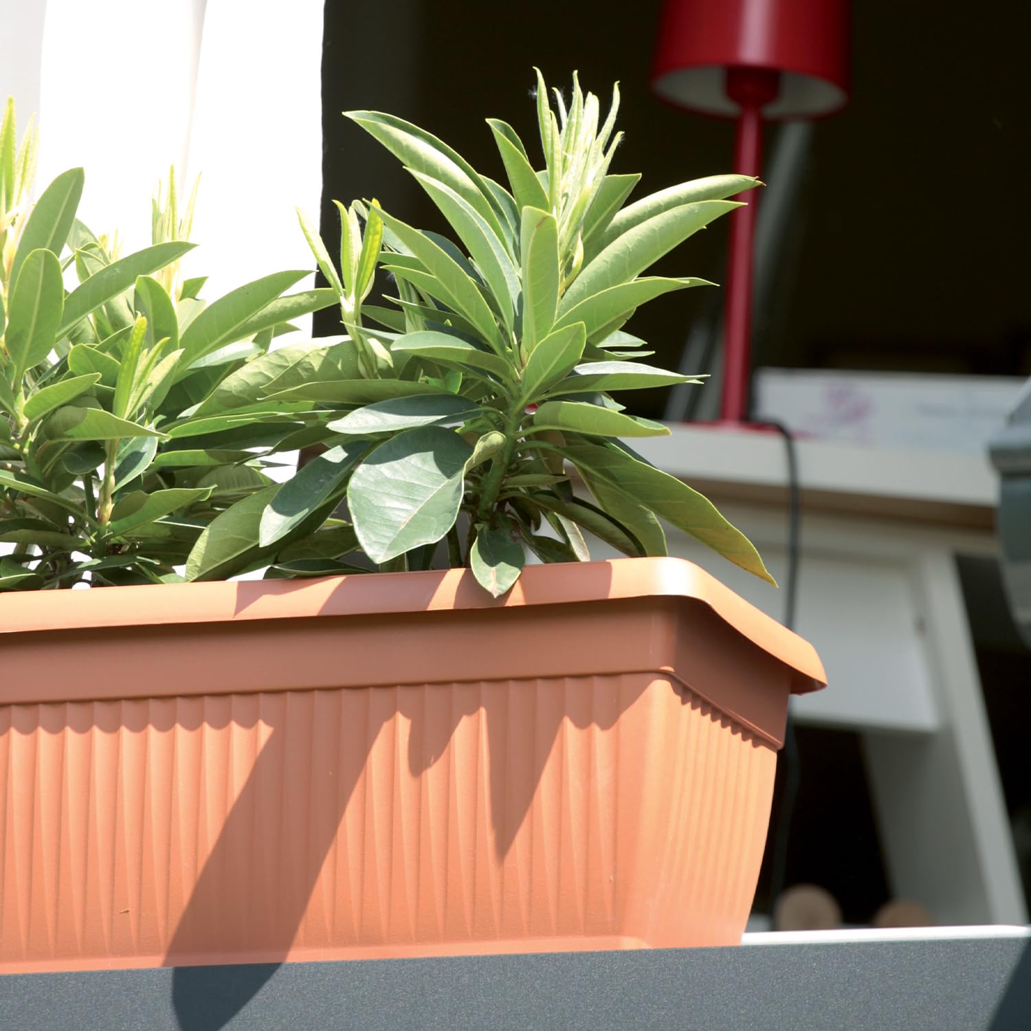 IMJ-Global Set di 3 Vasi per Fiori Piante Rettangolari Terra DTT In Plastica 70x30x27,7cm Da Interno Esterno Colore Terracotta Volume 30 Litri Design Moderni