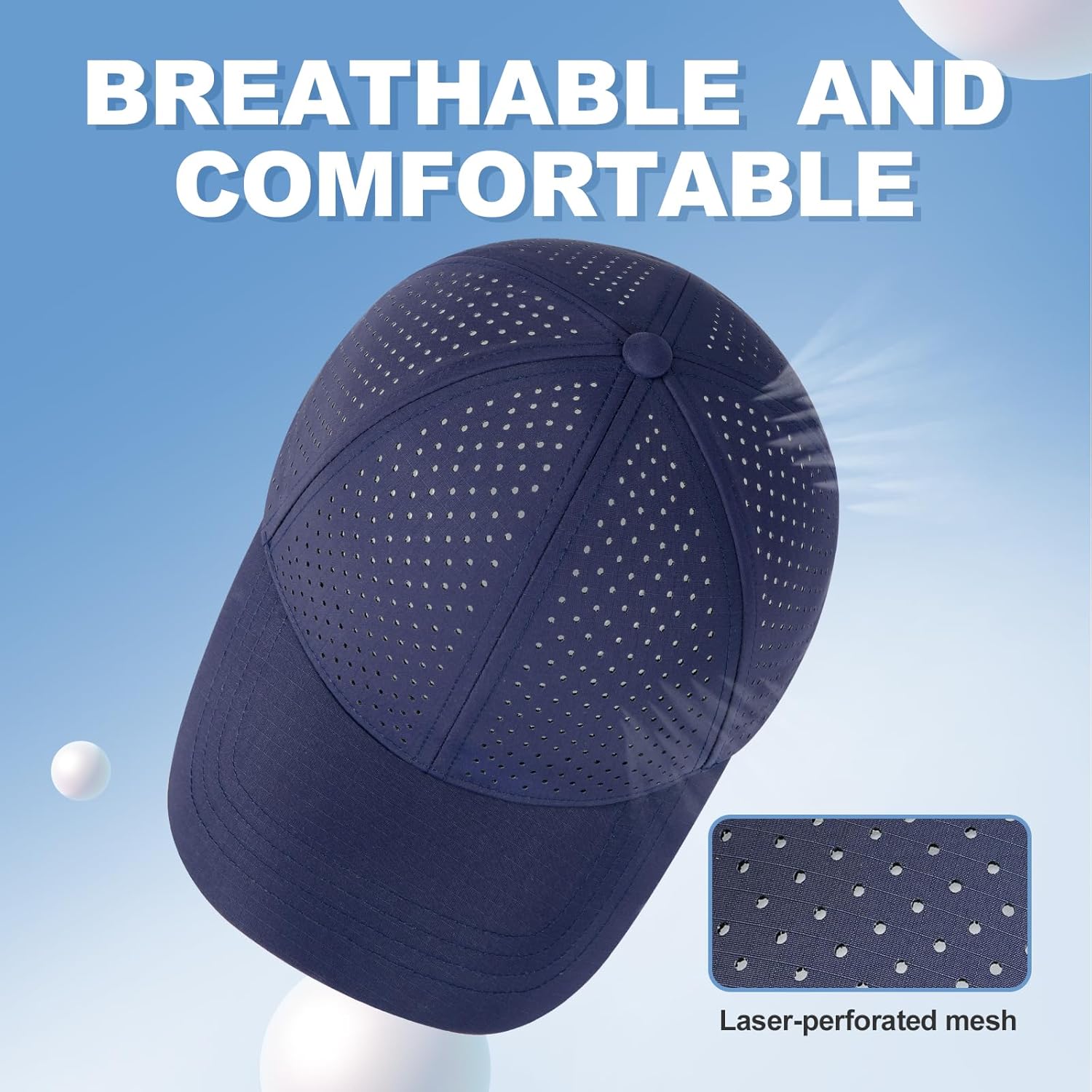 Men Summer Adjustable Performance Hat Breathable Snapback Laser Perforated Mesh Baseball Cap - Image 5