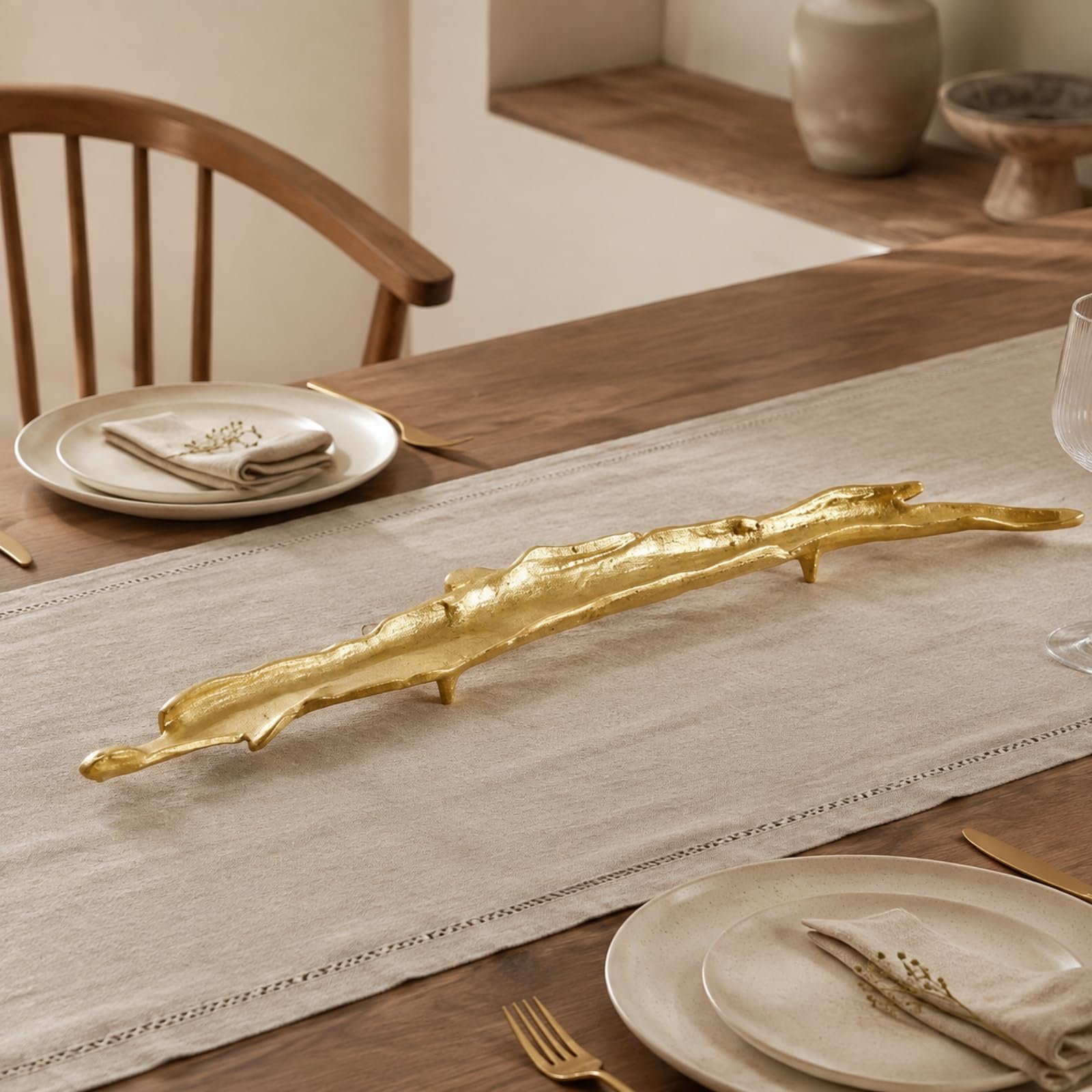 Banja con Forma Curvilínea | talles Esculturales Texturizados, Metálica, para Comedor, 80x10x4cm