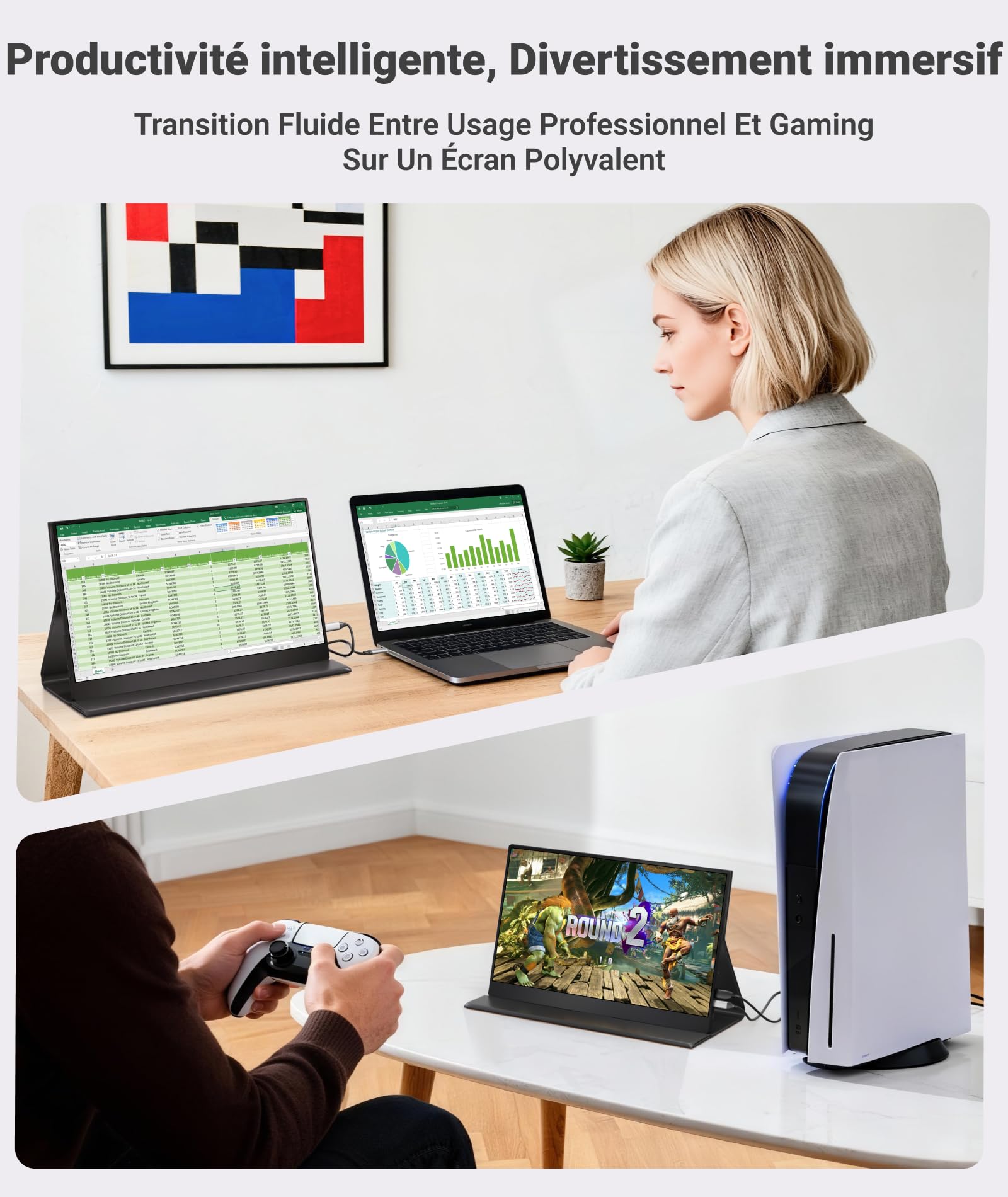 Ingnok Écran Portable 15,6" FHD IPS Moniteur Portable Ultra-Léger | Plug & Play, écran portatif 1920 × 1080 avec housse magnétique, 2 USB-C, Mini-HDMI et haut-parleurs pour PC/Mac/PS4/PS5/Xbox