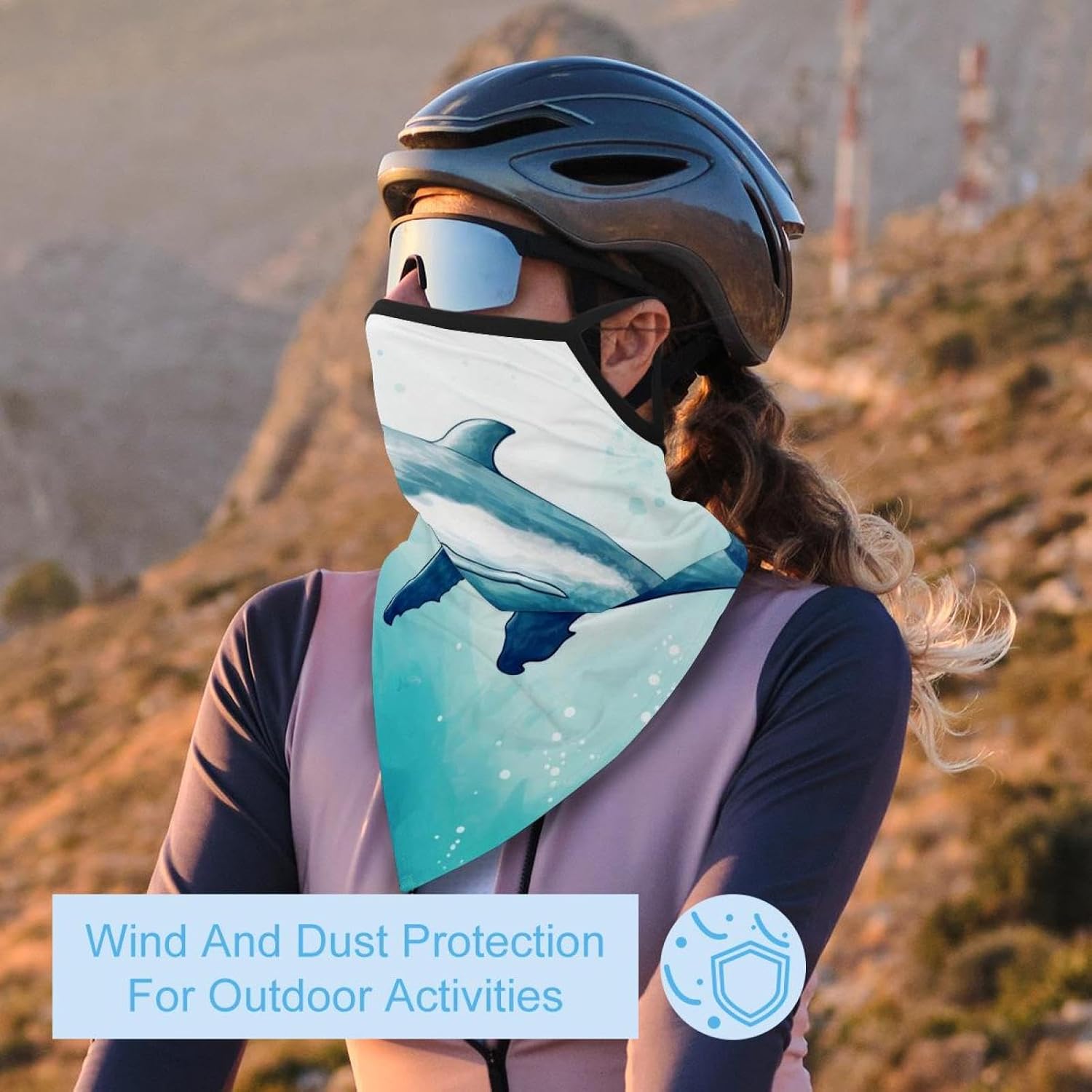 4 Pieces Whale Neck Gaiter Bandana Face Mask, Sun Cooling Scarf Gator Cover Head for Men Women