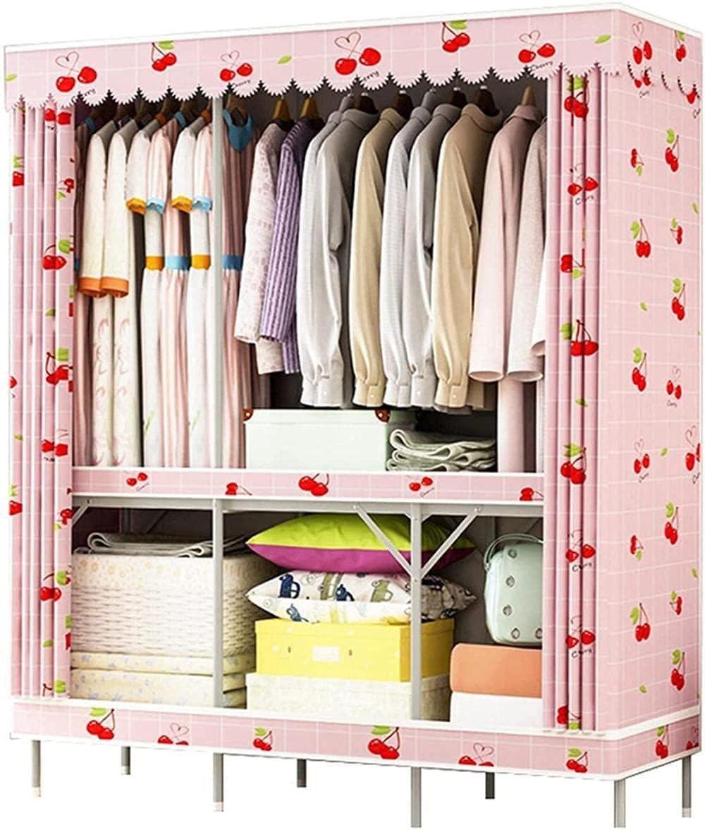 Folding Bedroom Wardrobe Simplicity Wardrobe Storage Open Home Large Storage Clothing Rack Clothes Rack (Size : 168 130 48CM) (168 * 130 * 48CM)