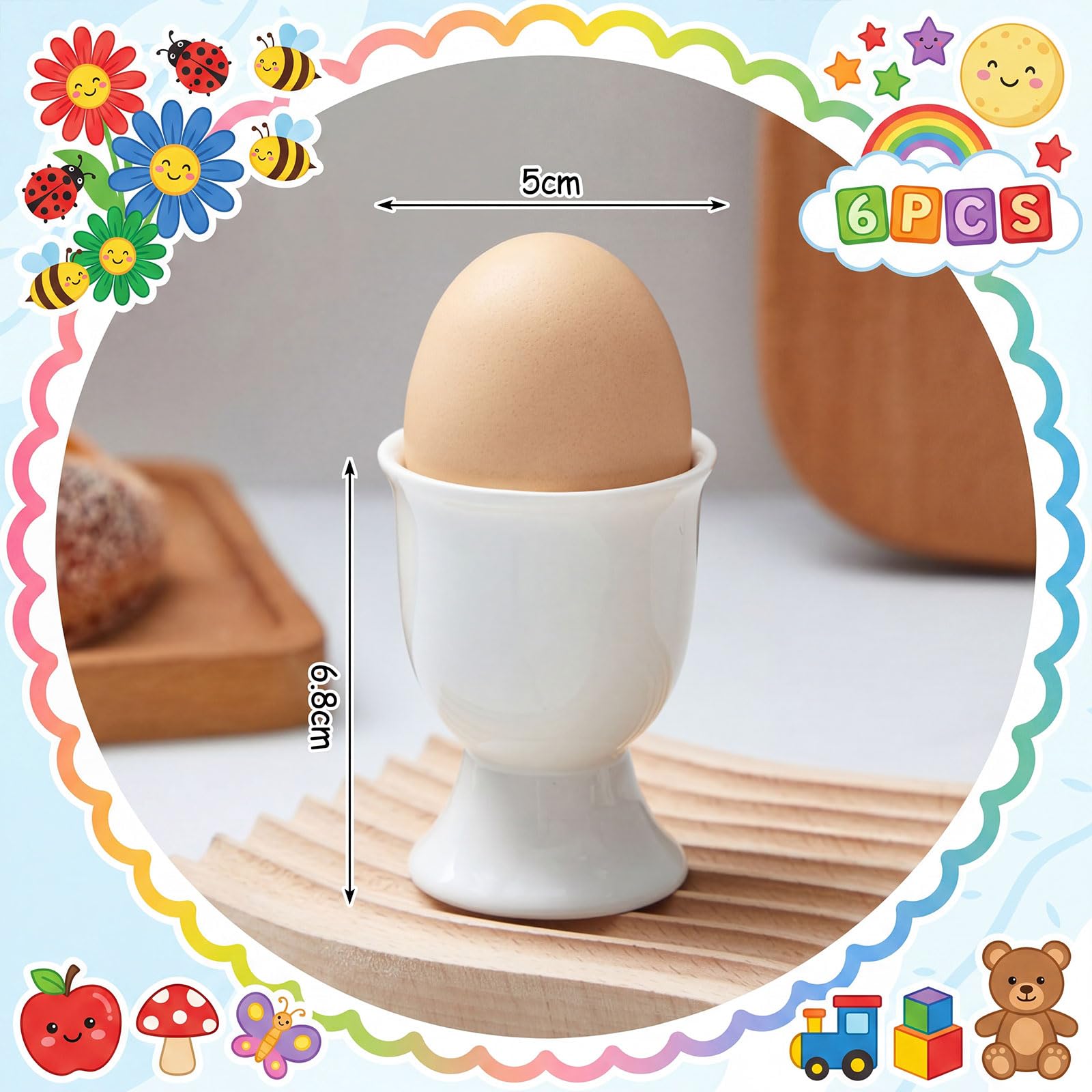 Sinmoe 6 Coquetier Oeuf en Ceramique Peindre Votre Propr Coquetier avec 12 Pièces 24 Couleurs Stylo en Porcelaine et Boîte de Cadeau Support pour Œuf à la Coque pour DIY Cadeau Pâques Anniversaire