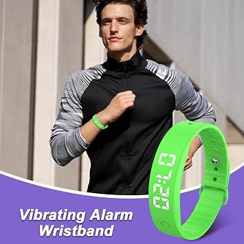 Silicone Vibration Clock Alarm Wristband, Shock Watch Alarm Clock, Smart Alarms Vibration Wrist Clocks, For Kids Couples Daily Sleep Travel Home Bed Bedroom Napping Walking Medication
