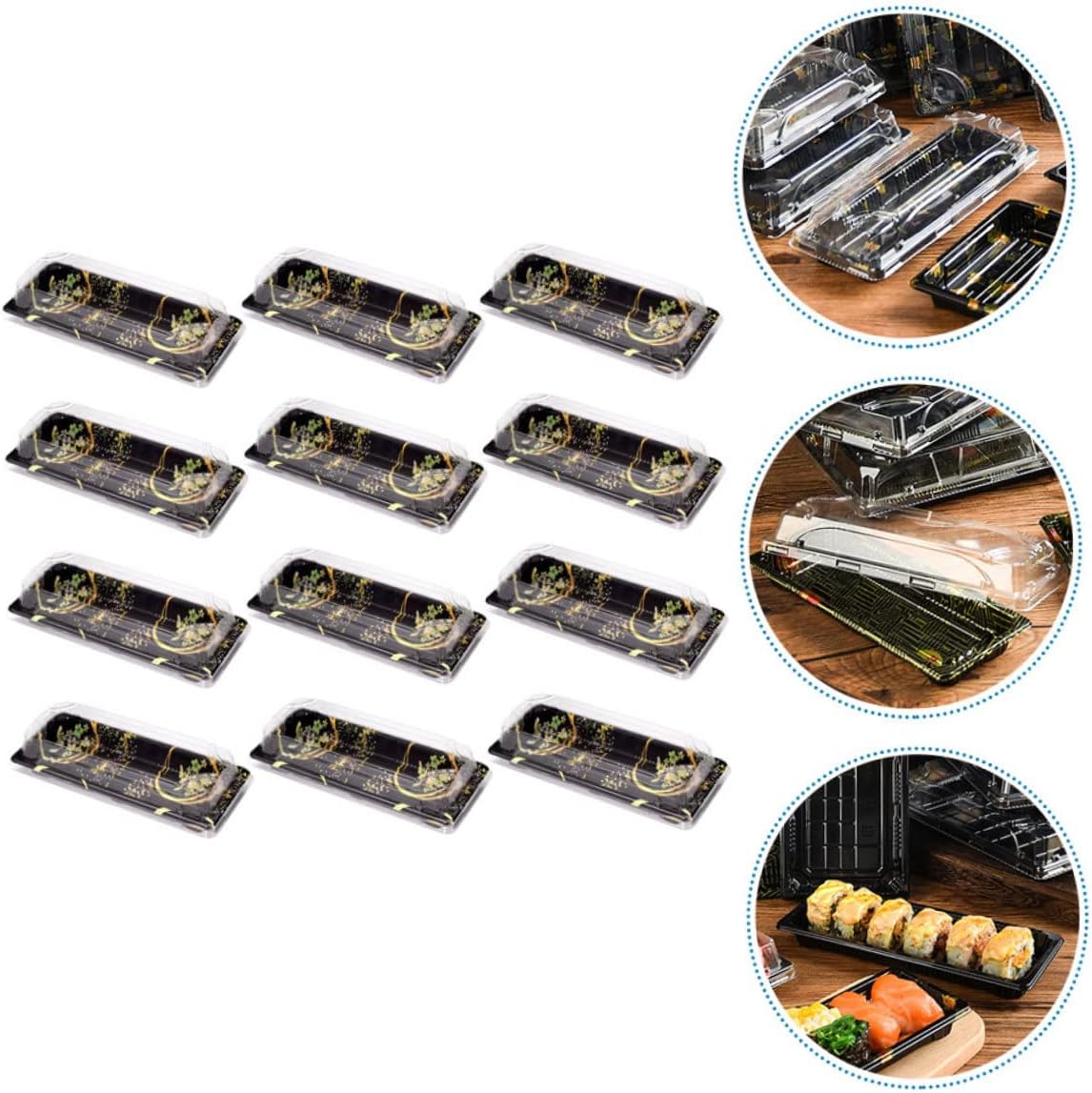 Mobestech 40 Pcs tray takeaway box sushi box Packing Container food containers container Box Disposable food box sushi take out containers food printing disposable sushi containers