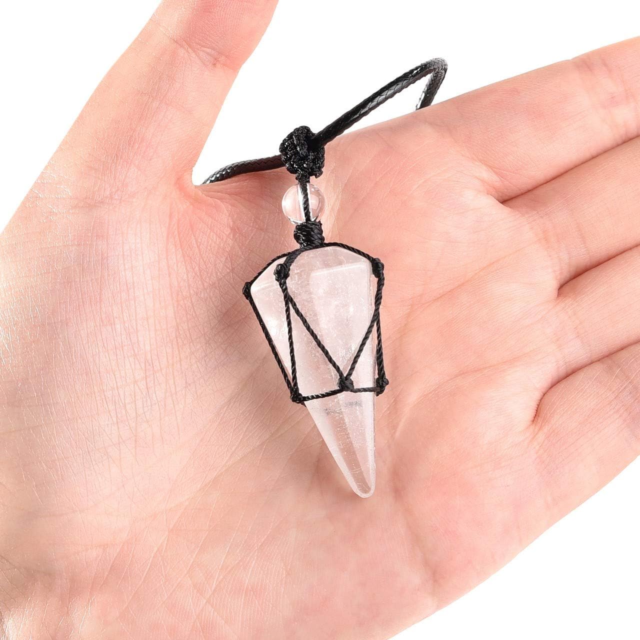 Top Plaza Mens Necklace 6 Facet Healing Crystal Stone Pendant Necklaces for Men Adjustable Natural Gemstone Pointed Necklace Energy Quartz Protect Jewelry for Women Men - Image 6