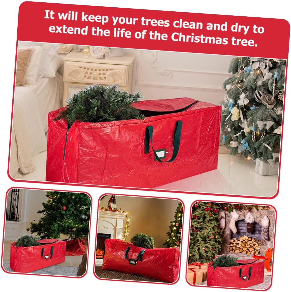 NUOBESTY Christmas Tree Storage Bag Zippered Waterproof Large Xmas Tree Organizer Pouch 165x38x76cm Dustproof Carrier for Home Storage