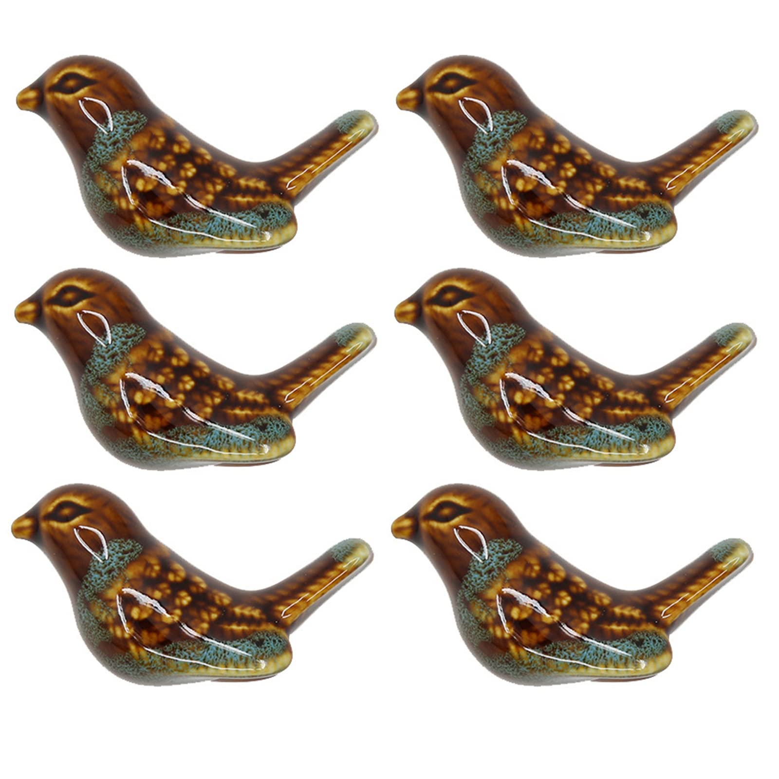 Boutons de tiroir en céramique léopard bleu et colombe (lot de 6) avec vis de meuble