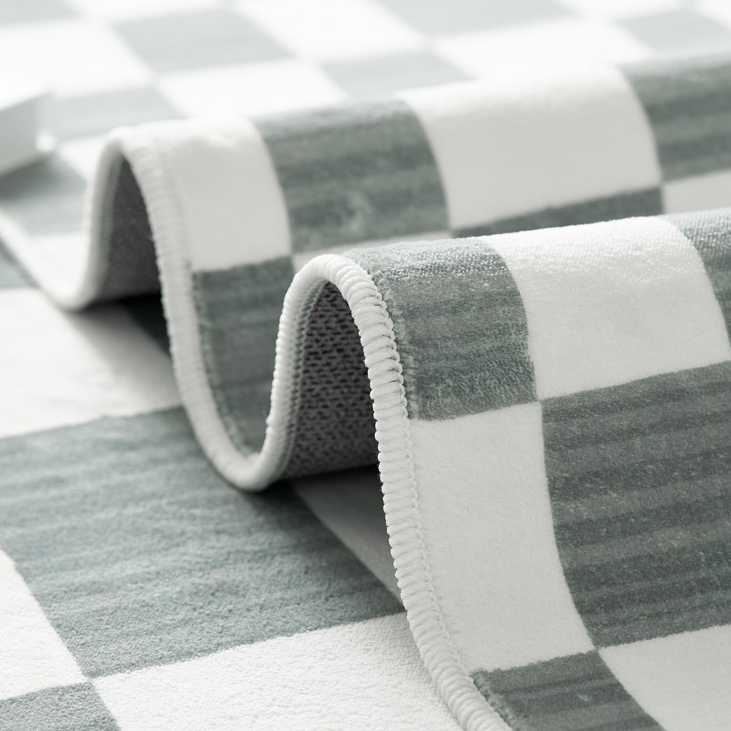 jinchan 5x7 Checkered Area Rugs for Kids Room - Machine Washable Soft Rug Modern Geometric Lattice Non-Slip Carpet for Nursery Playroom Classroom Living Room Bedroom Dining Room Home Office Grey - Image 7