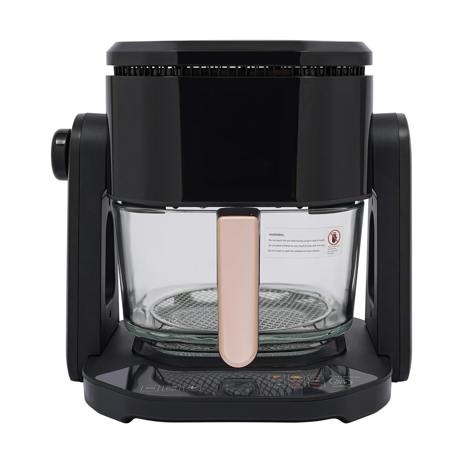 Friggitrice ad aria calda, 4,5 l, 1200 W, colore nero, circolazione dell'aria calda senza olio, con 2 modalità di cottura, display LCD con regolazione del tempo e della temperatura, contenitore
