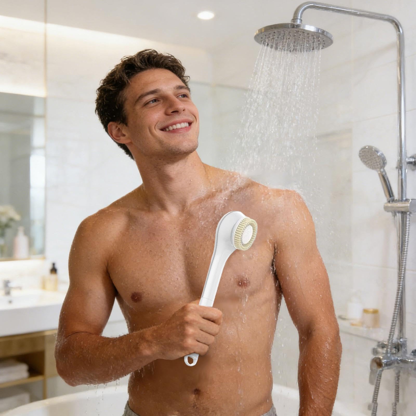 Cepillo de baño eléctrico Recargable Impermeable y Rotación 360° | Cepillo De Baño Eléctrico De Largo Alcance Para Mujeres Y Hombres Hombros Brazos Piernas Pies Radiante
