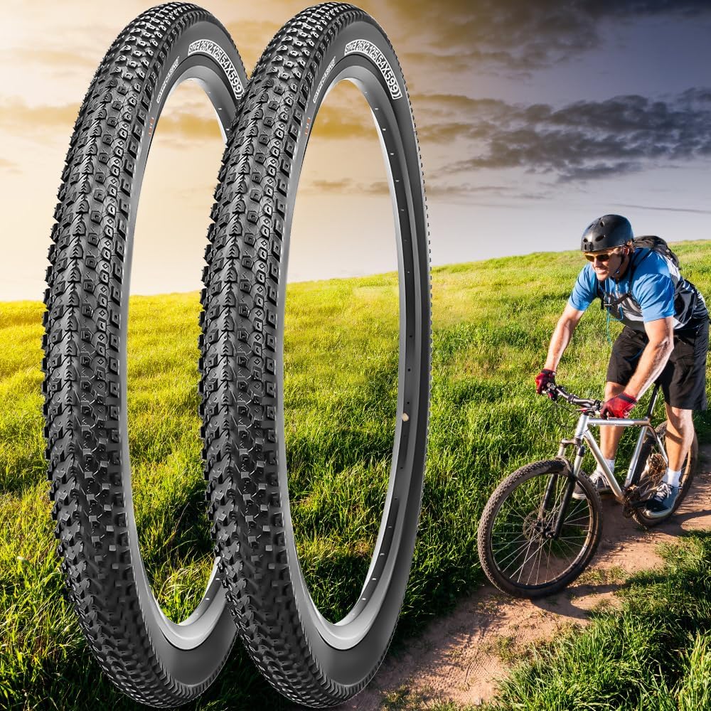 SIMEIQI 2 Pack 26"x1.95" 26"X2.125" Inch 60TPI Bike Tires with or Without Inner Tubes and Levers for Mountain Replacement City Road Trails Bicycle Tires