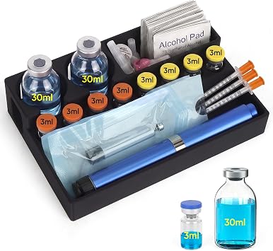 3&30ml Vial Holder, Peptide Case for Fridge, Vial Holder for Fridge, Black