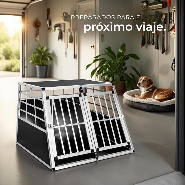 Foto 8 de 8 de tectake® Transportin Perro Coche, Jaula para Perros con Puerta y Cerradura, Transportin Perro Grande Robusto…