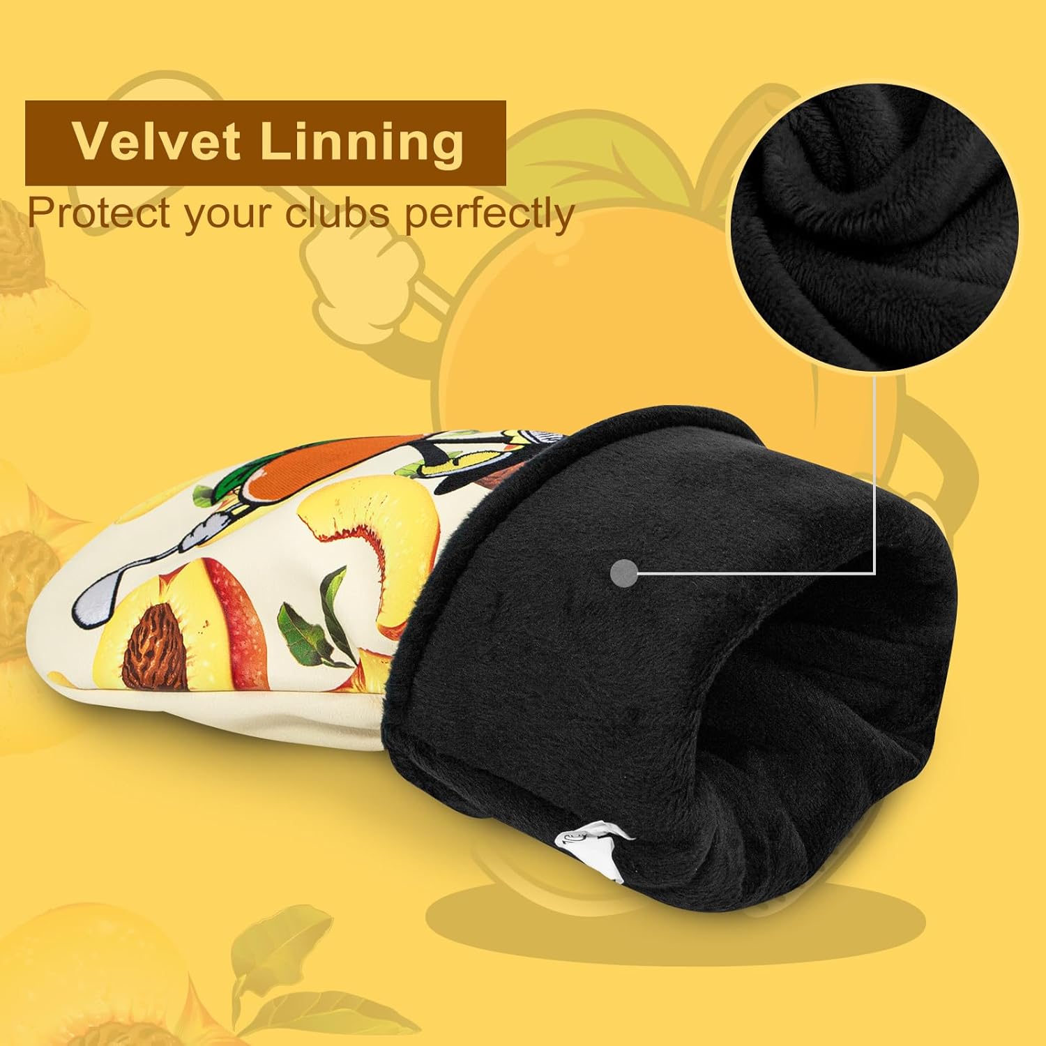 Golf Club Head Covers Peach Style Golf Driver Headcover 3 Wood Headcover Hybrid Headcover Head Covers Mallet Blade Putter Covers Magnetic, Rotatable Fairway Wood Rescue Head Covers