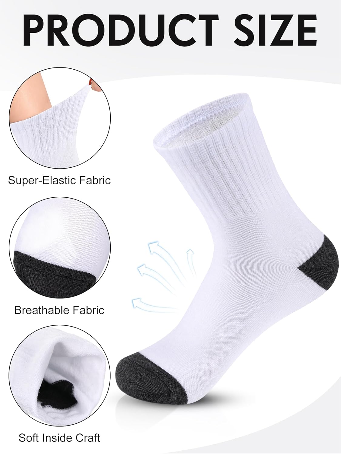 Tarpop Bulk Socks Mens Moisture Wicking Casual Sports Ankle Socks Bulk for Homeless Unisex Adult - Image 3