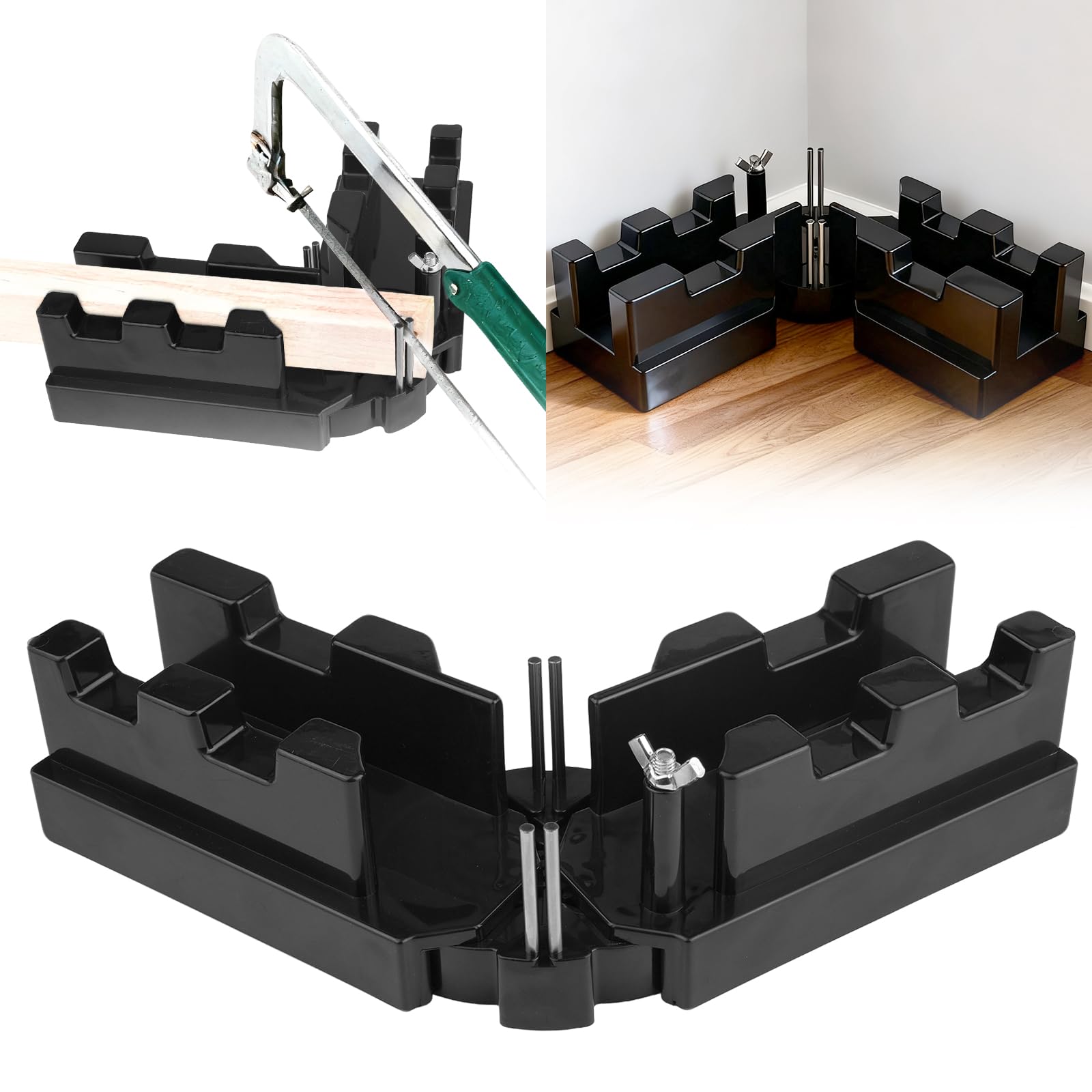 2-in-1 Mitre Measuring Cutting Tool, Bevel and Mitre Box, Mitre Angle Finder for Measuring and Sawing 85โ180ยฐ for Pipeline Installation, Woodworking and Home Renovation