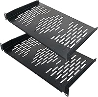 Vista 1 de RIVECO 2 piezas de estantes de rack de 1U, gabinete de 19" con montaje en bandeja de 1U ventilada en voladizo para montaje de estante de caja
