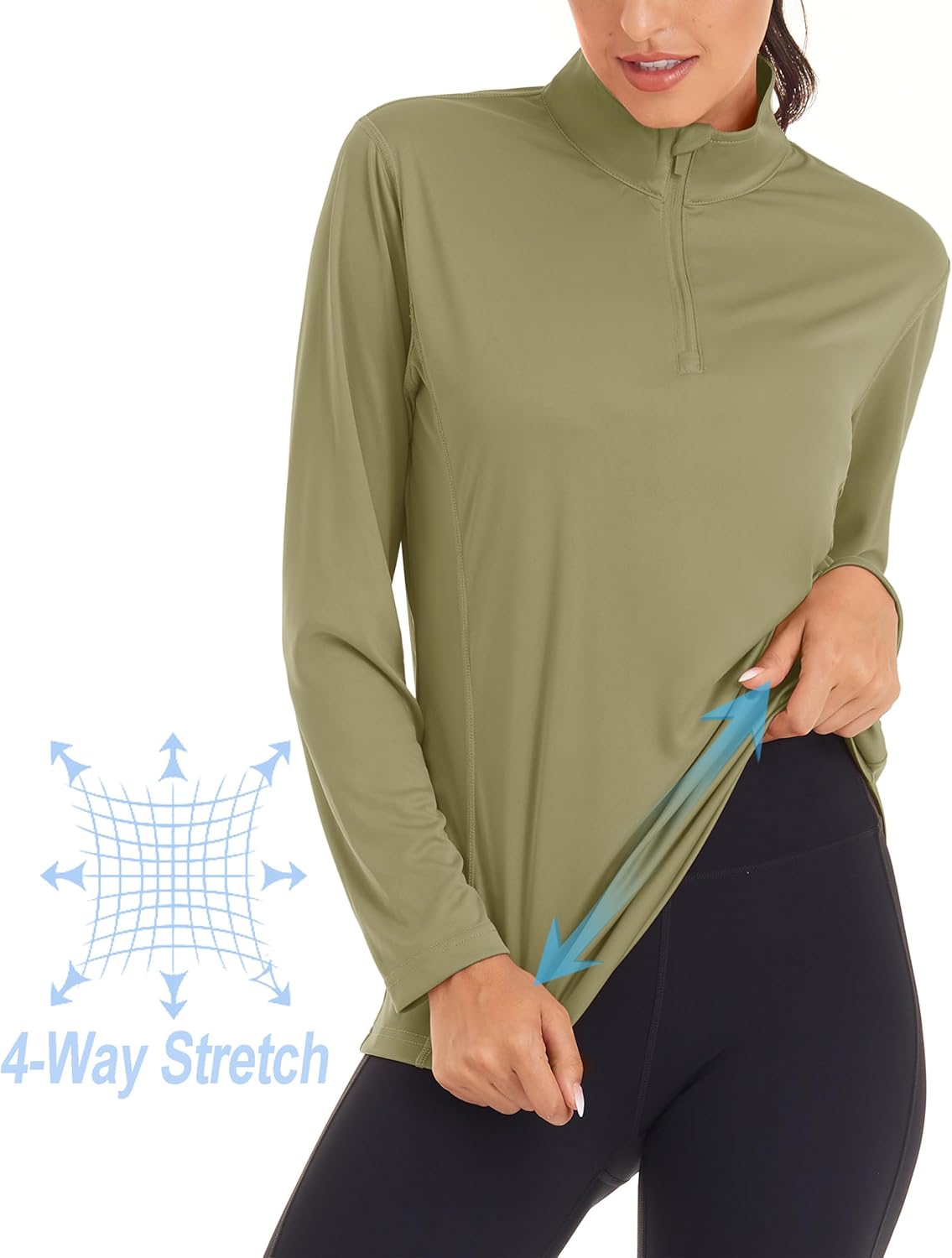 MAGCOMSEN Women's Shirts Long Sleeve 1/4 Zip UPF50+ UV Sun Protection Quick Dry Workout Hiking Athletic Shirts Rash Guard - Image 4