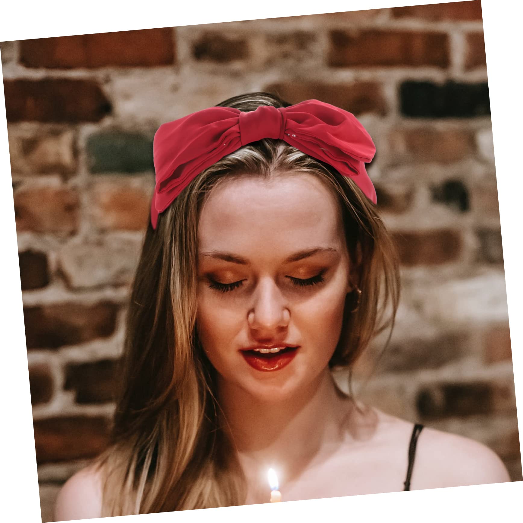 FRCOLOR 8 Piezas diadema con lazo diademas de lazo de navidad diadema versátil lazos rojos chica coleteros scrunchies Decoración del cabello de las mujeres. diademas anchas tela