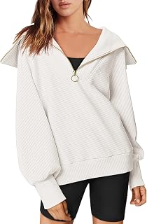 Womens 2023 Fall Fashion Oversized Quarter Zip Pullover Sweatshirts Hoodie for Teen Girls Trendy Y2K Clothes