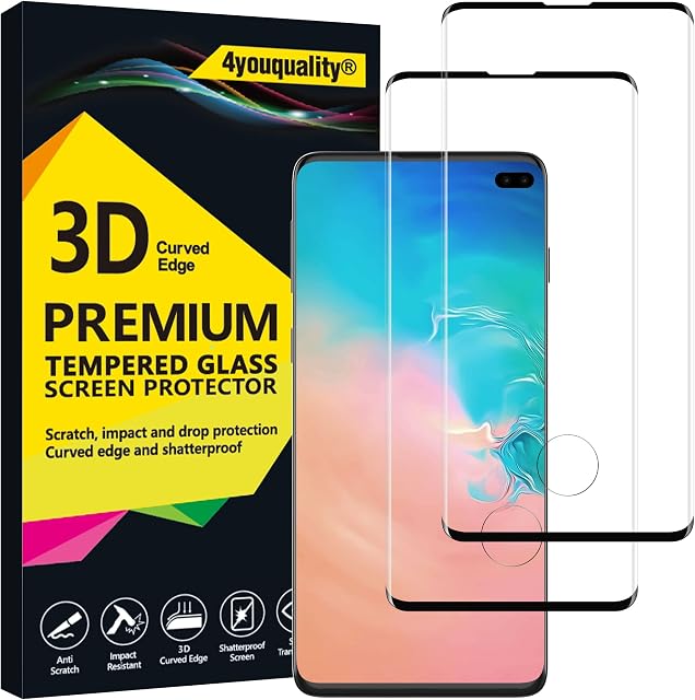 4youquality Tempered Glass Screen Protector for Samsung Galaxy S10 Plus S10+, 2-Pack, [LifetimeWarranty][Impact-Resistant][Anti-Shatter][Anti-Scratch]