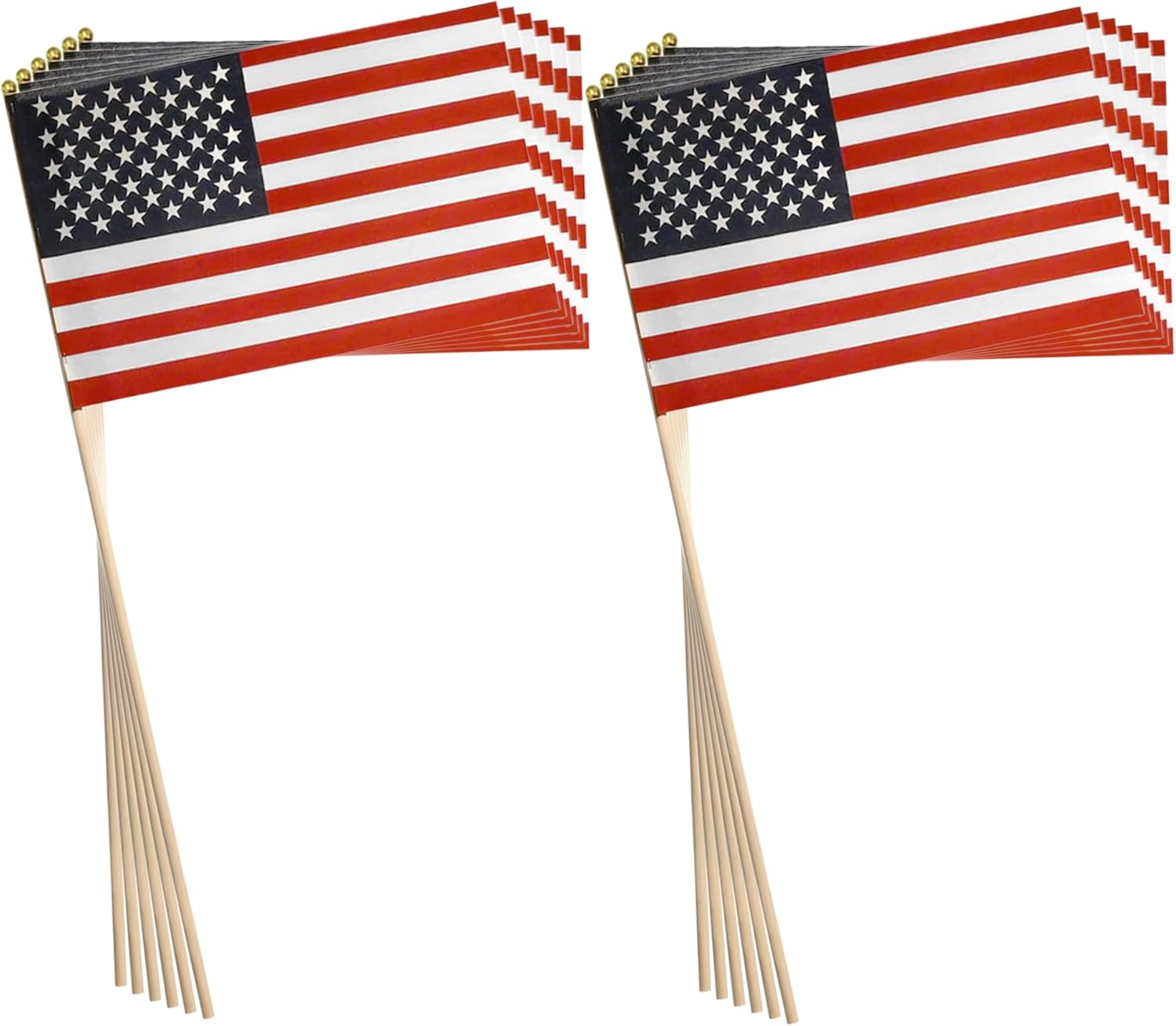 72 Patriotic American Flags on Sticks! 12"x7" Flag - 15.75" Stick - Outdoor or Indoor! (72)