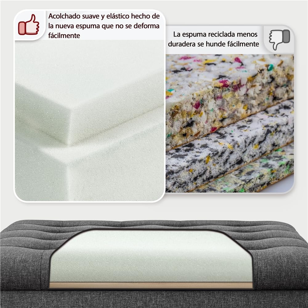 Yaheetech Banco Almacenaje Otomana Puff de Dormitorio Sala de Estar Gris | Banco de Pie, Entrada con Almacenamiento, 70X70X45 cm, Banco con Pata Madera