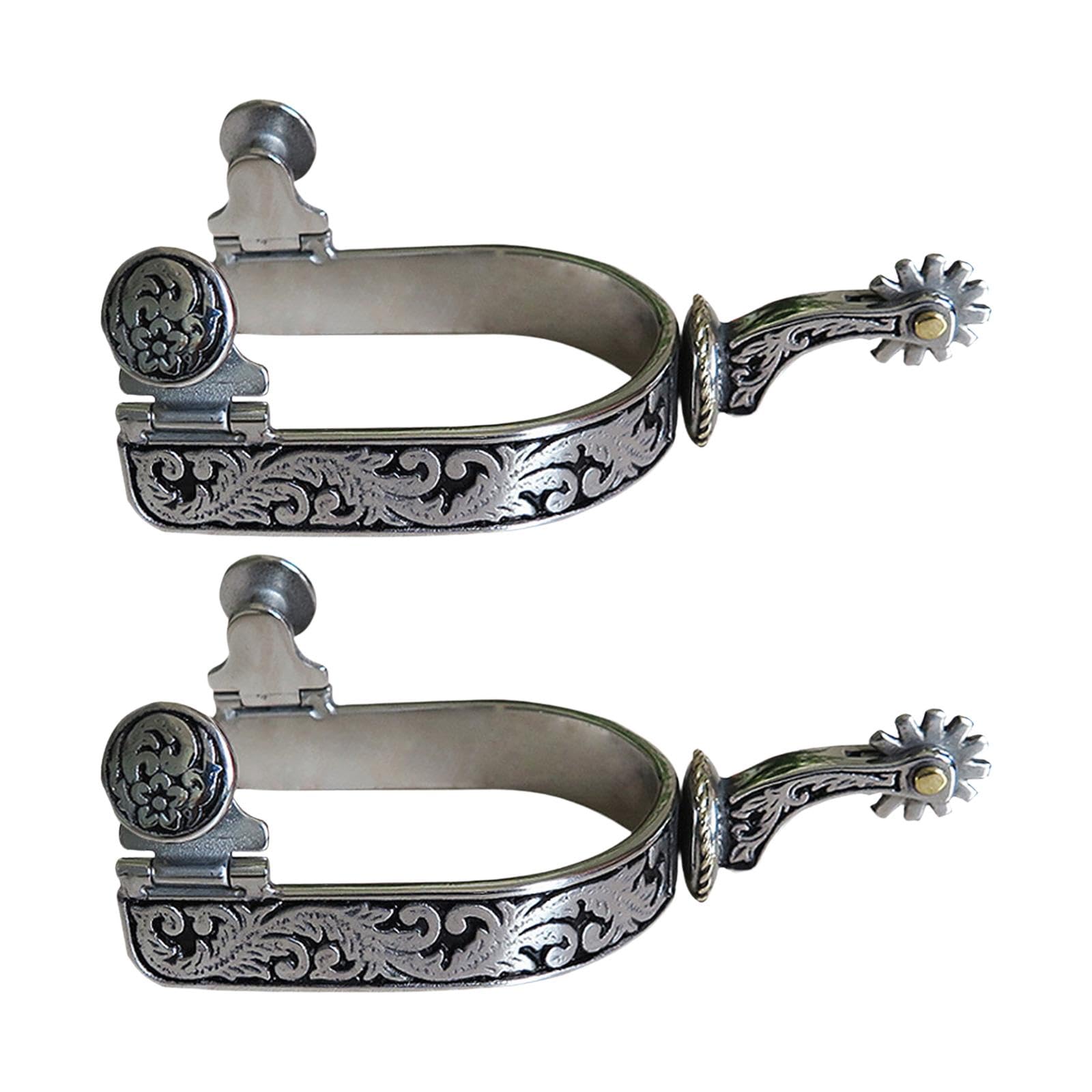 2 Espuelas de Caballo Estilo Vaquero Occidental, Espuelas para Botas, Espuelas para Montar para Competición.