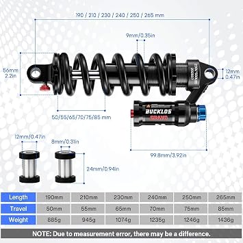 BUCKLOS MTB コイルスプリング リアショック 265L*85mm サスペンションアブソーバー