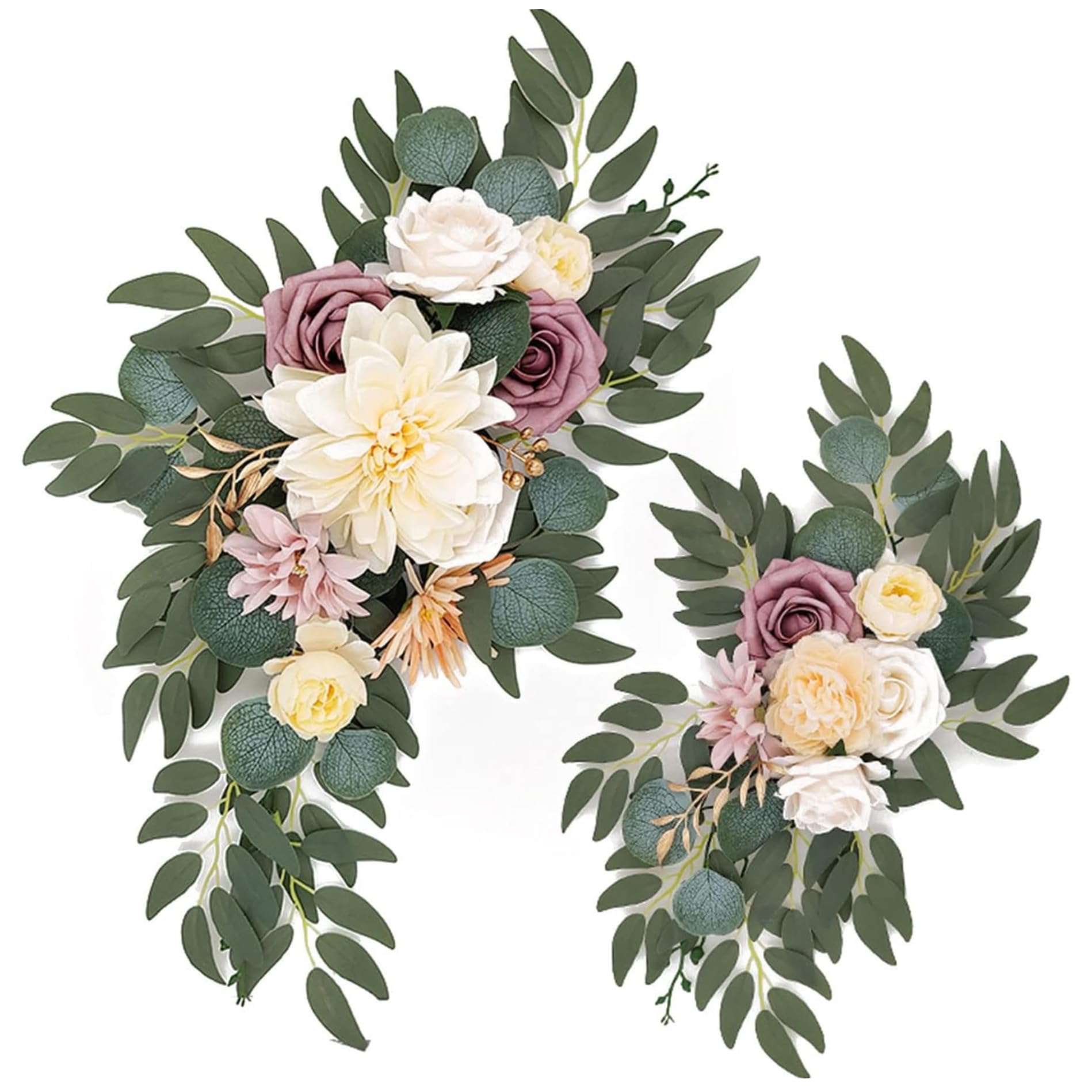 CAKEEYUM Floral Swag 2PCS Artificial Wedding Arch Flowers Lifelike Rose Flower Swag DIY Arch Flowers for Wedding Ceremony Backdrop Table Decor Style 1