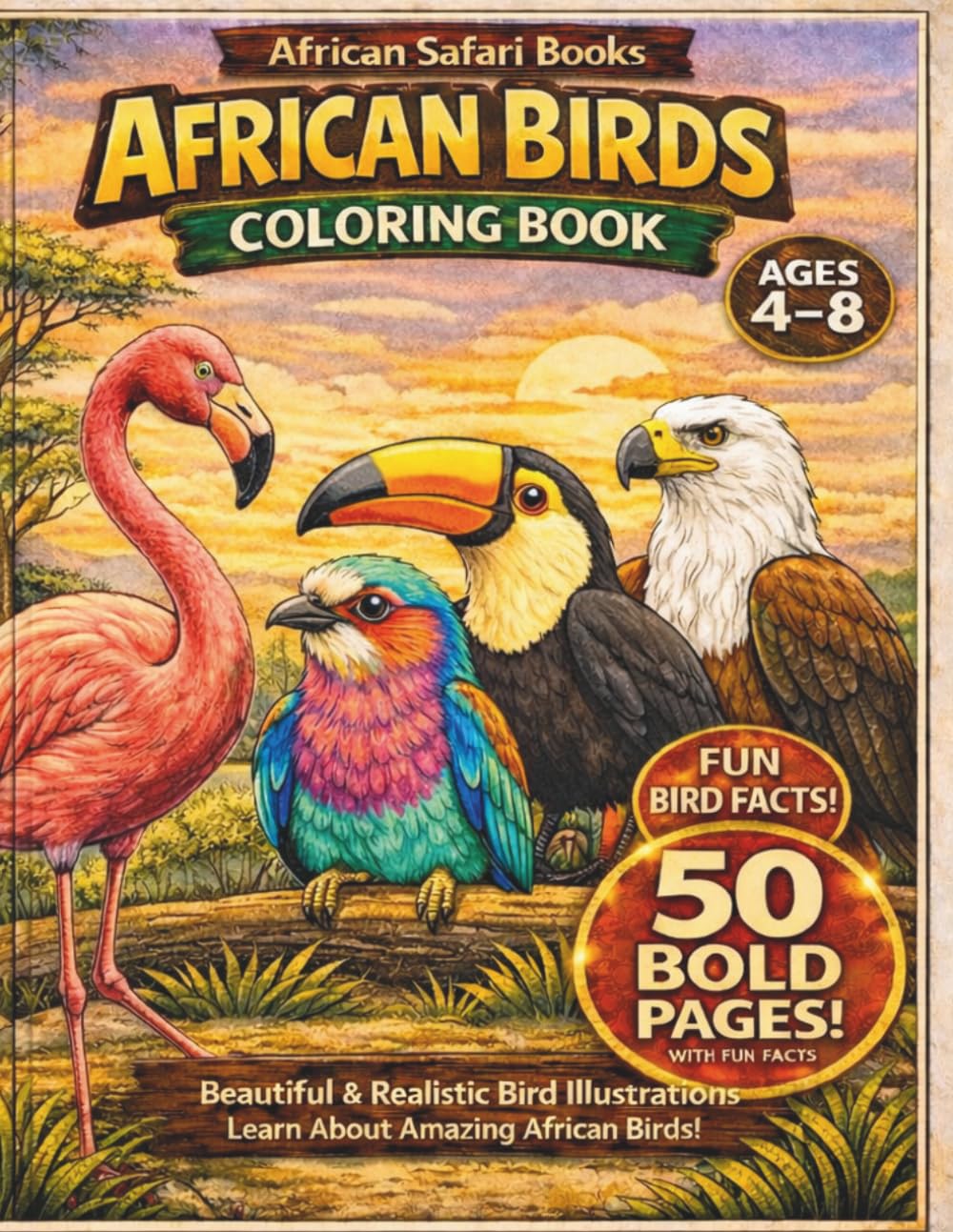 African Birds Coloring Book: Bold and realistic birds with fun facts (African Safari Books)