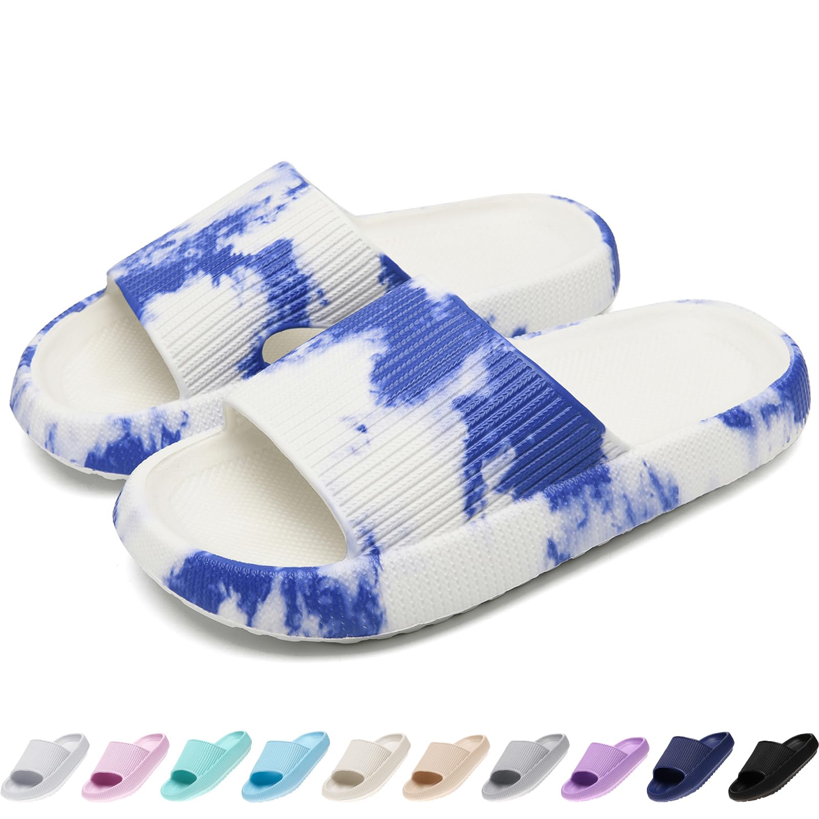 rosyclo Cloud Slides for Kids, Toddler Pillow Slippers Shower Bathroom Non-Slip Open Toe Super Soft Comfy Thick Sole Cozy Boys Girls Home House Cloud
