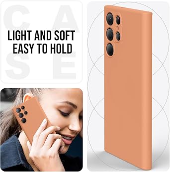 for Samsung Galaxy S23 Ultra Case, Thin Liquid Silicone Case,Shockproof,Slim Thin Phone Case for Samsung Galaxy S23 Ultra,Full Body Screen Camera Protective Cover-Orange 2-sam s23u-08