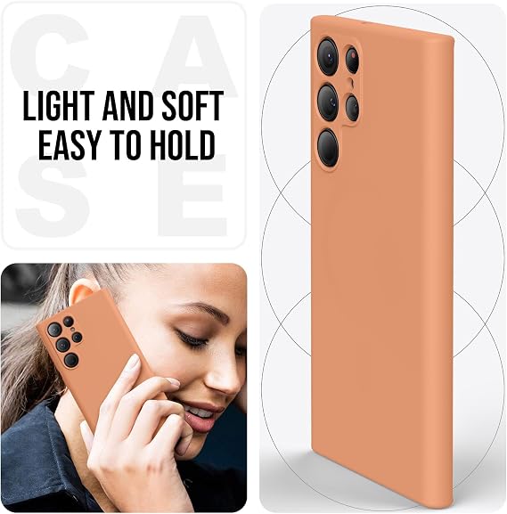 for Samsung Galaxy S23 Ultra Case, Thin Liquid Silicone Case,Shockproof,Slim Thin Phone Case for Samsung Galaxy S23 Ultra,Full Body Screen Camera Protective Cover-Orange 2-sam s23u-08