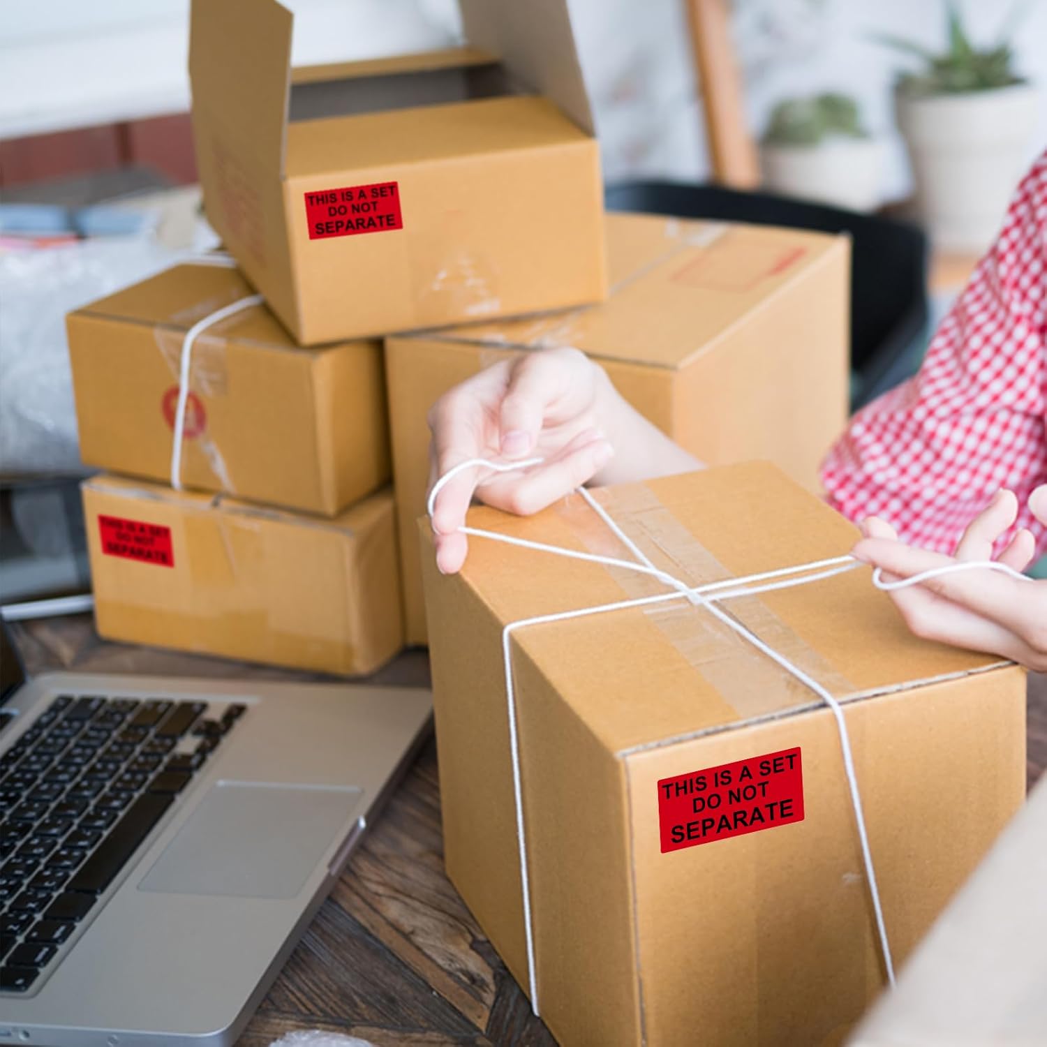 12 Rolls 1" x 2" Warning Label,This is a Set Do Not Separate Dark Red Packing Labels Permanent Adhesive (12 Rolls, 6000 Labels) - Image 7