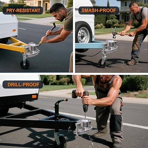 Miniatura 8 de Cerradura de enganche de remolque, bloqueo de acoplador de remolque resistente, cerraduras de enganche de remolque de acero antirrobo, cerraduras