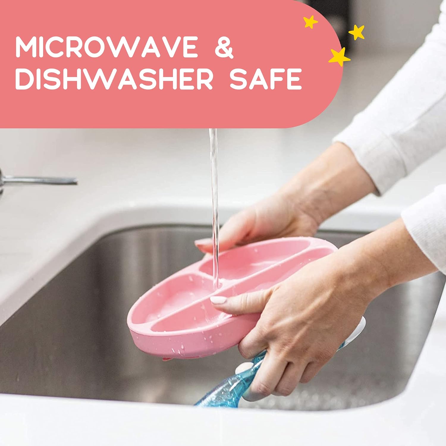 JULIAIRE Suction Plates for Baby - Toddler Plates - Suction Plates for Toddlers - Plates Divided Into 3-Portions - Baby Plates Microwave Dishwasher Safe : Baby