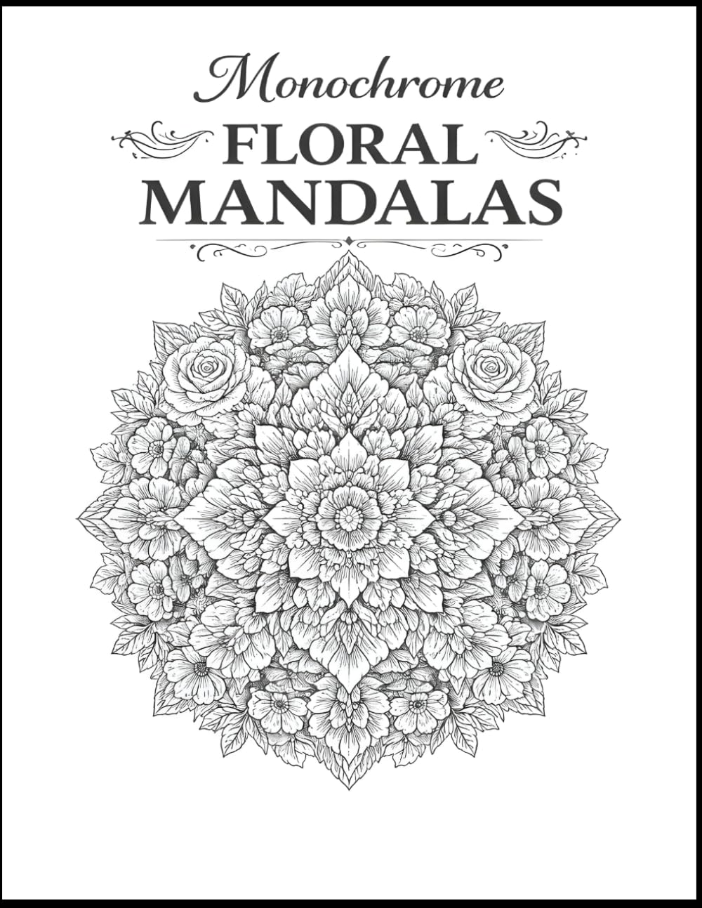 Monochrome Floral Mandalas: A Black and White Coloring Book of Elegant Flower Mandala Designs for Relaxation and Stress Relief (The Monochrome Garden Coloring Series)