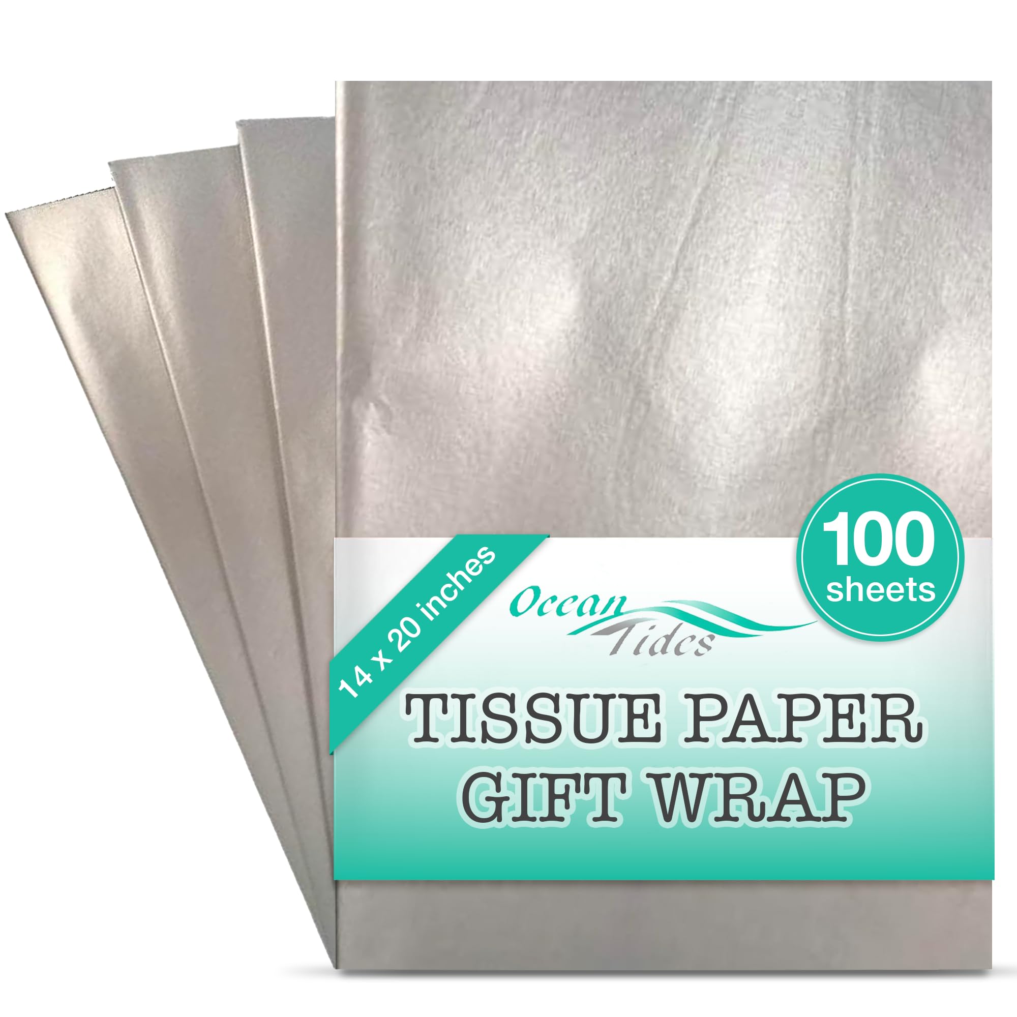 Tissue Paper for Gift Bags - 100 Sheets 14x20in Wrapping Paper, Silver